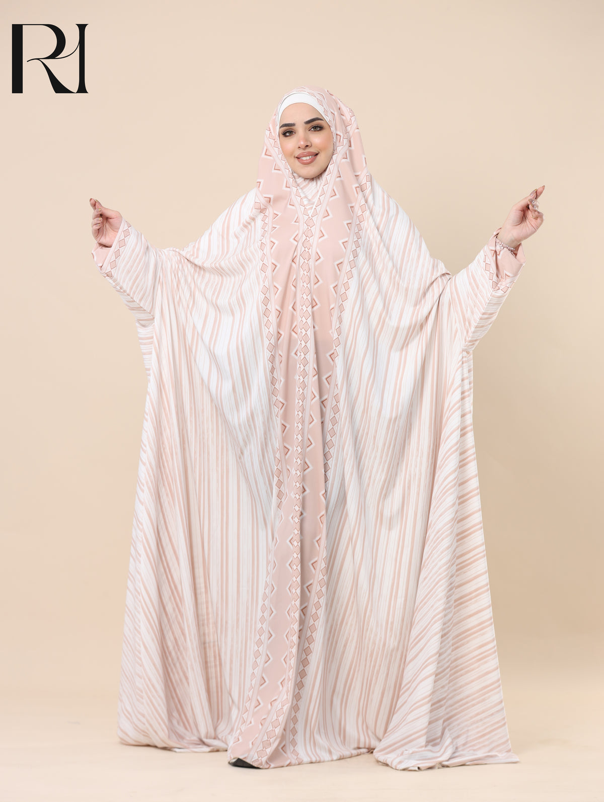 MAYSA SOFT STRIPE SATIN PRAYER GOWN - BLUSH