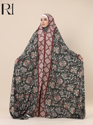 ZEINA ORCHARD SATIN PRAYER GOWN - OLIVE
