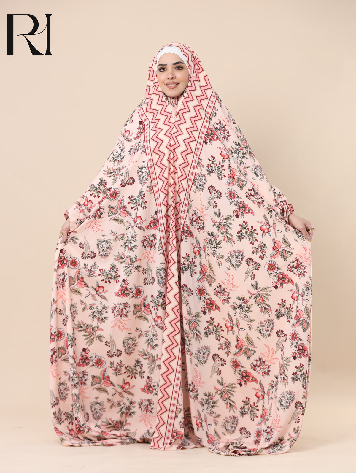 HIBA SUNRISE SATIN PRAYER GOWN - PEACH