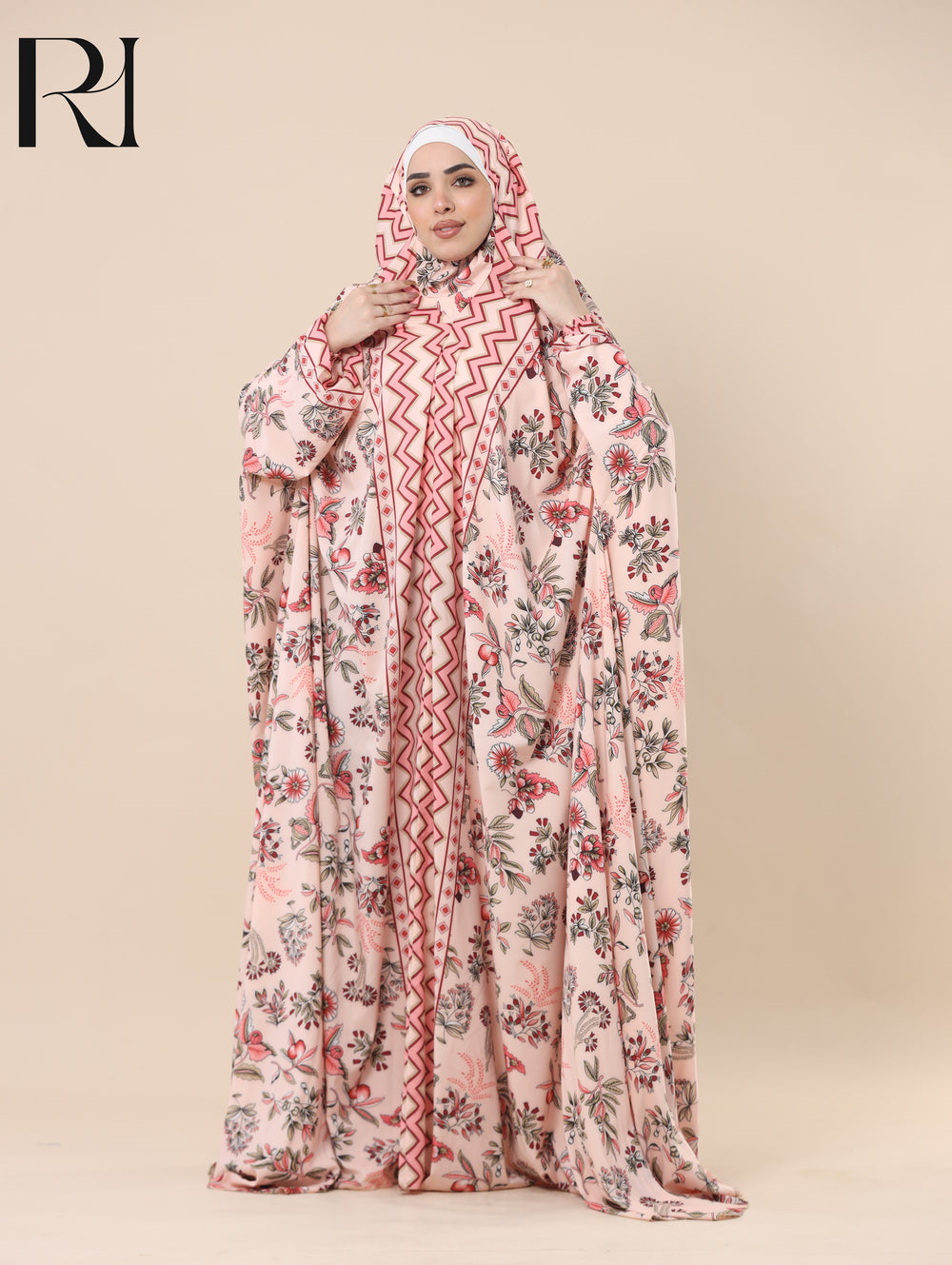 HIBA SUNRISE SATIN PRAYER GOWN - PEACH