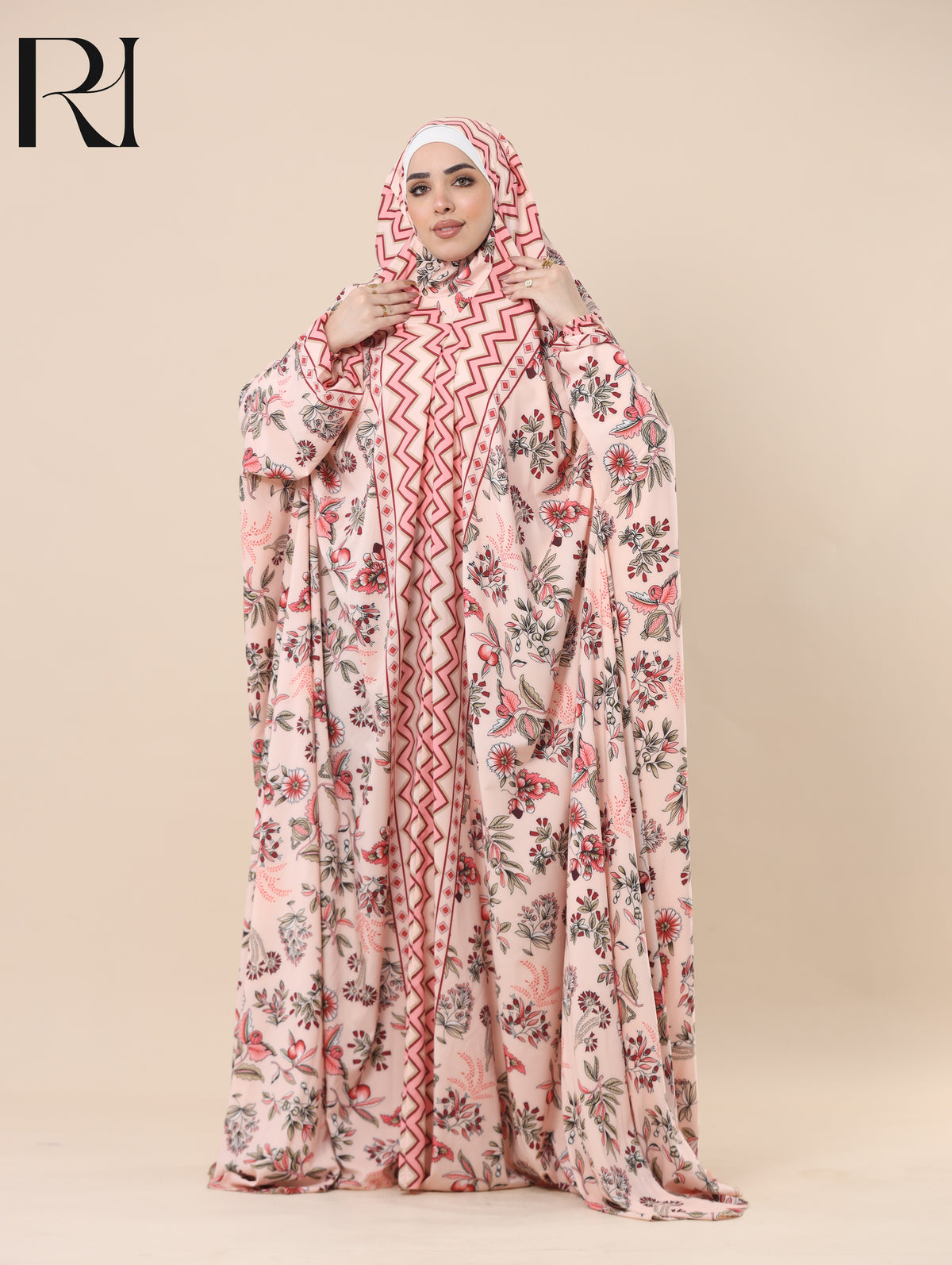 HIBA SUNRISE SATIN PRAYER GOWN - PEACH