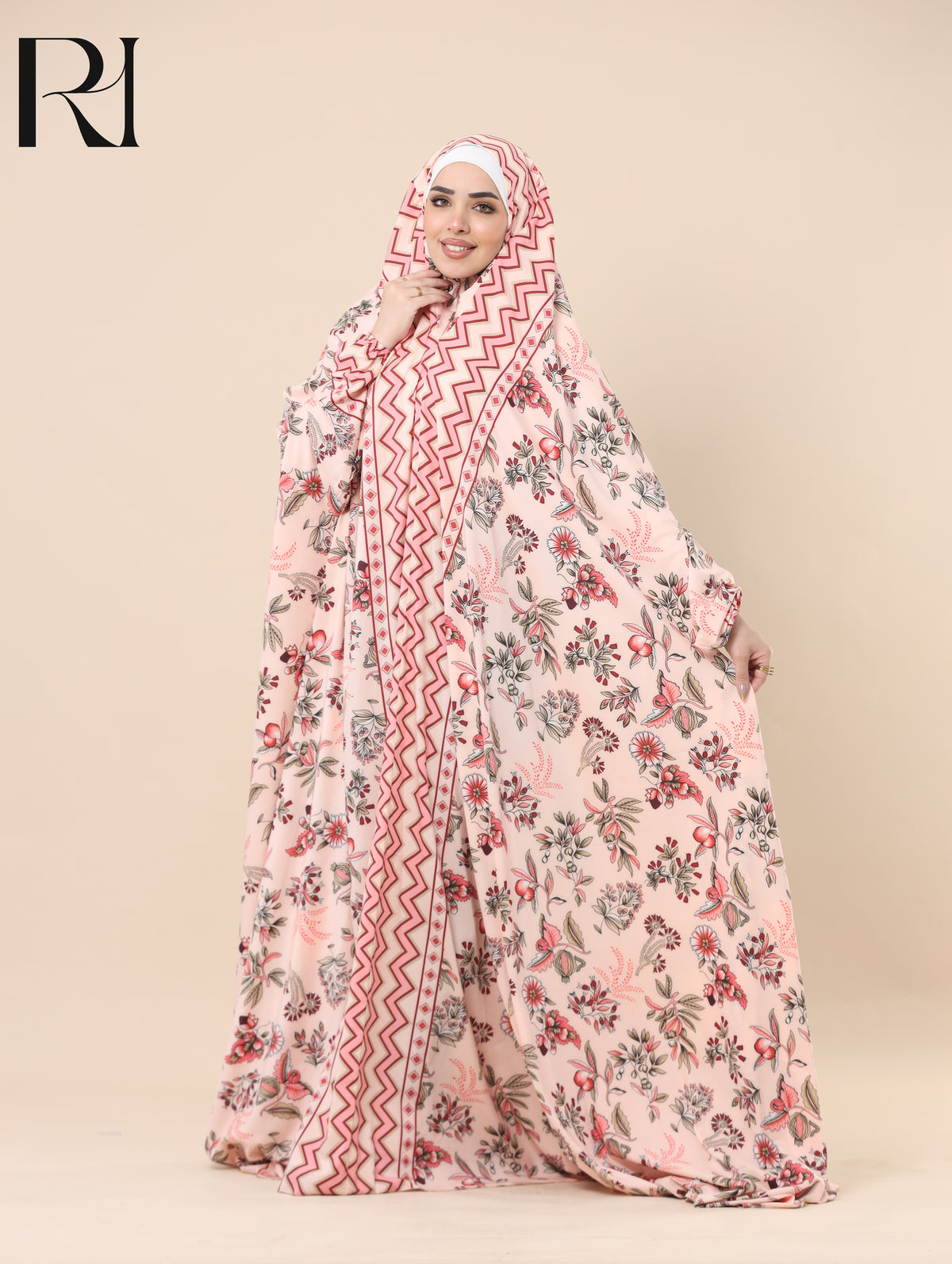 HIBA SUNRISE SATIN PRAYER GOWN - PEACH