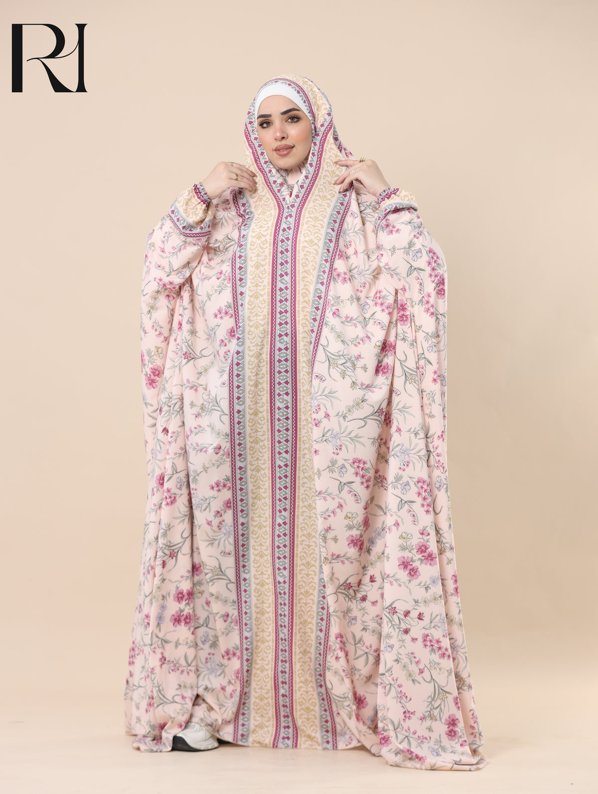 JUMANA MEADOW SATIN PRAYER GOWN - POWDER PINK