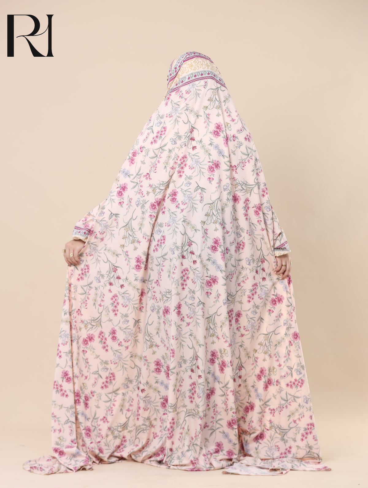 JUMANA MEADOW SATIN PRAYER GOWN - POWDER PINK