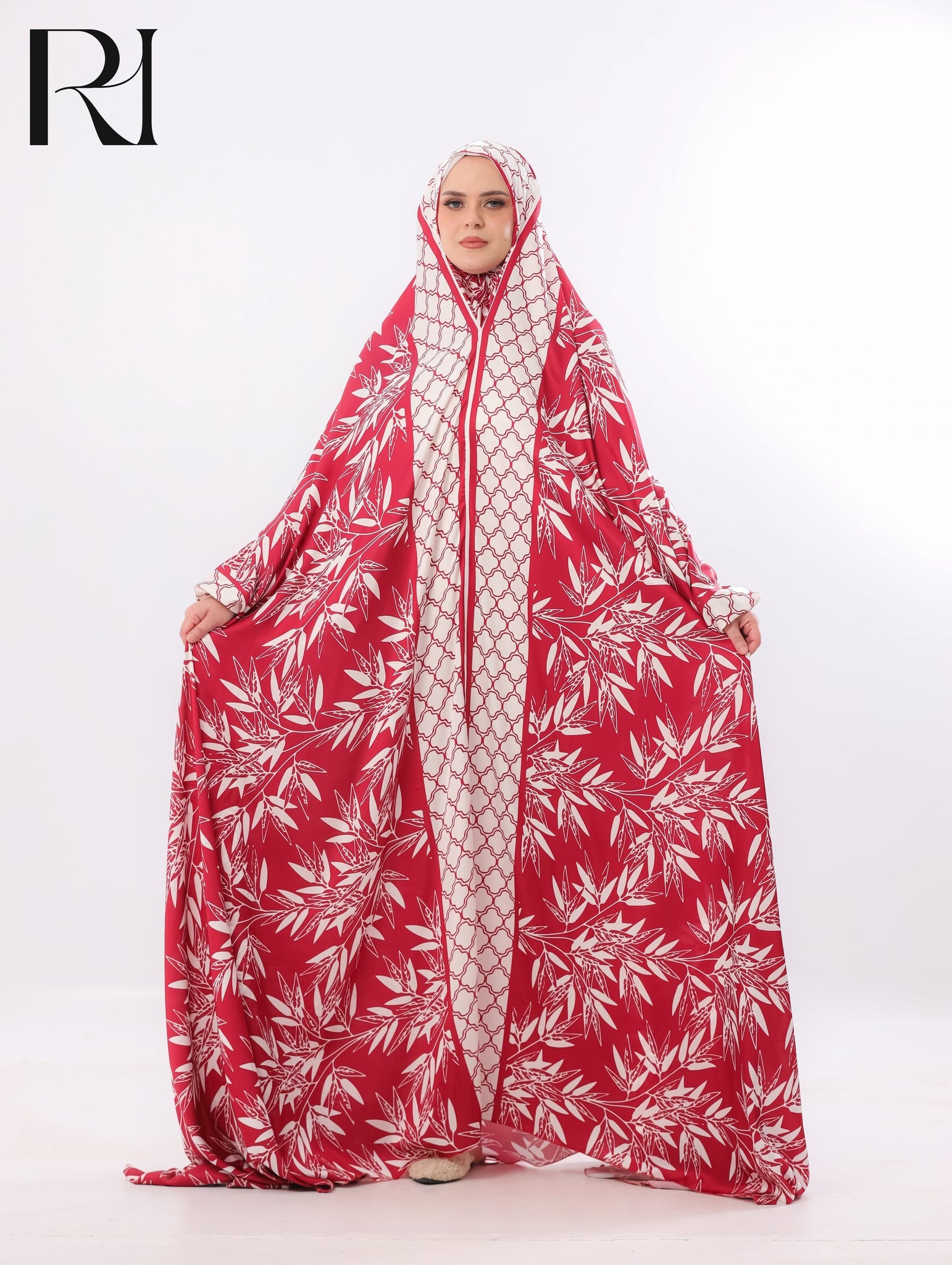 Noor Crimson Bamboo Prayer Gown – Red