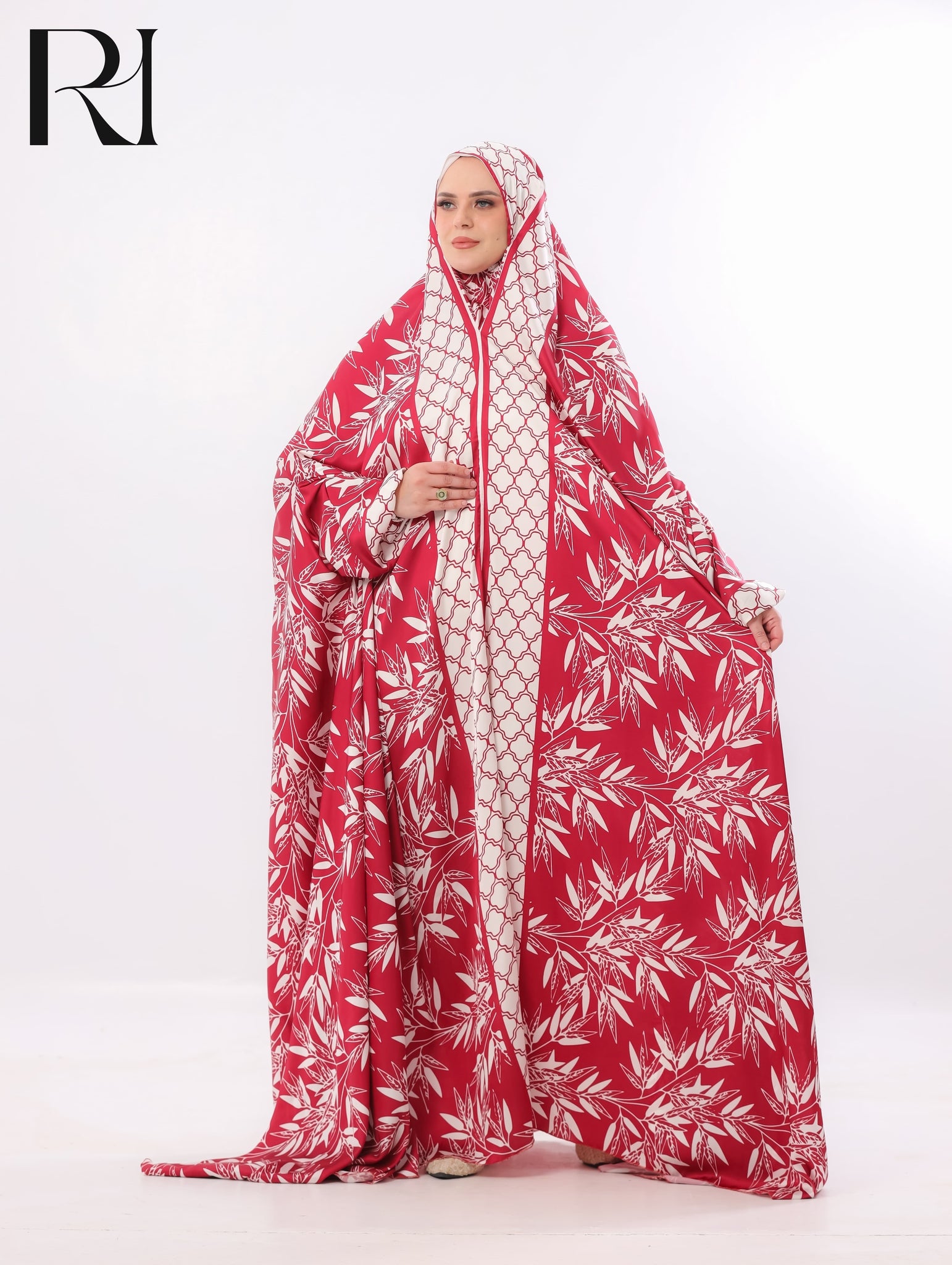 Noor Crimson Bamboo Prayer Gown – Red