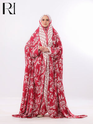 Noor Crimson Bamboo Prayer Gown – Red