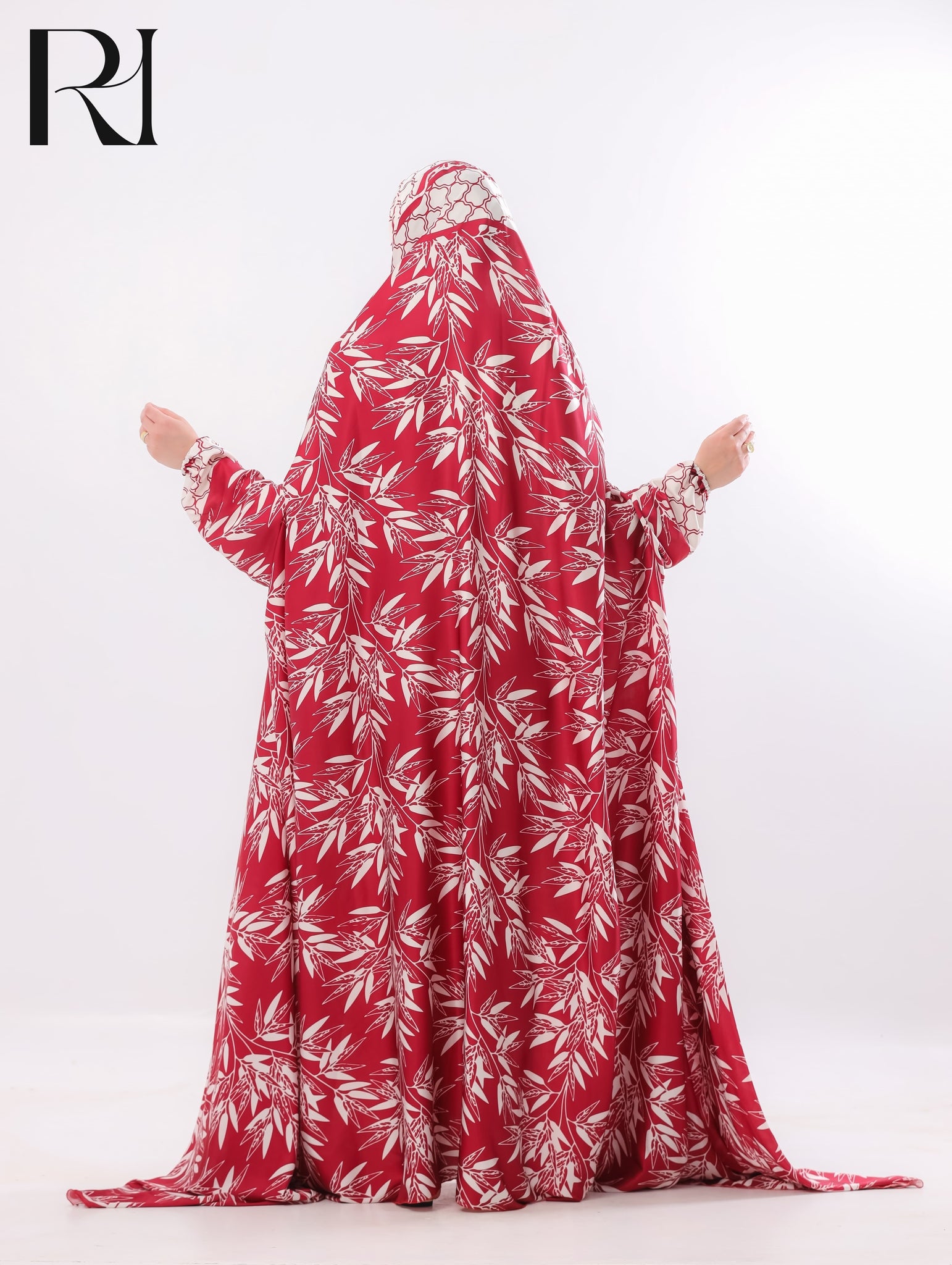 Noor Crimson Bamboo Prayer Gown – Red