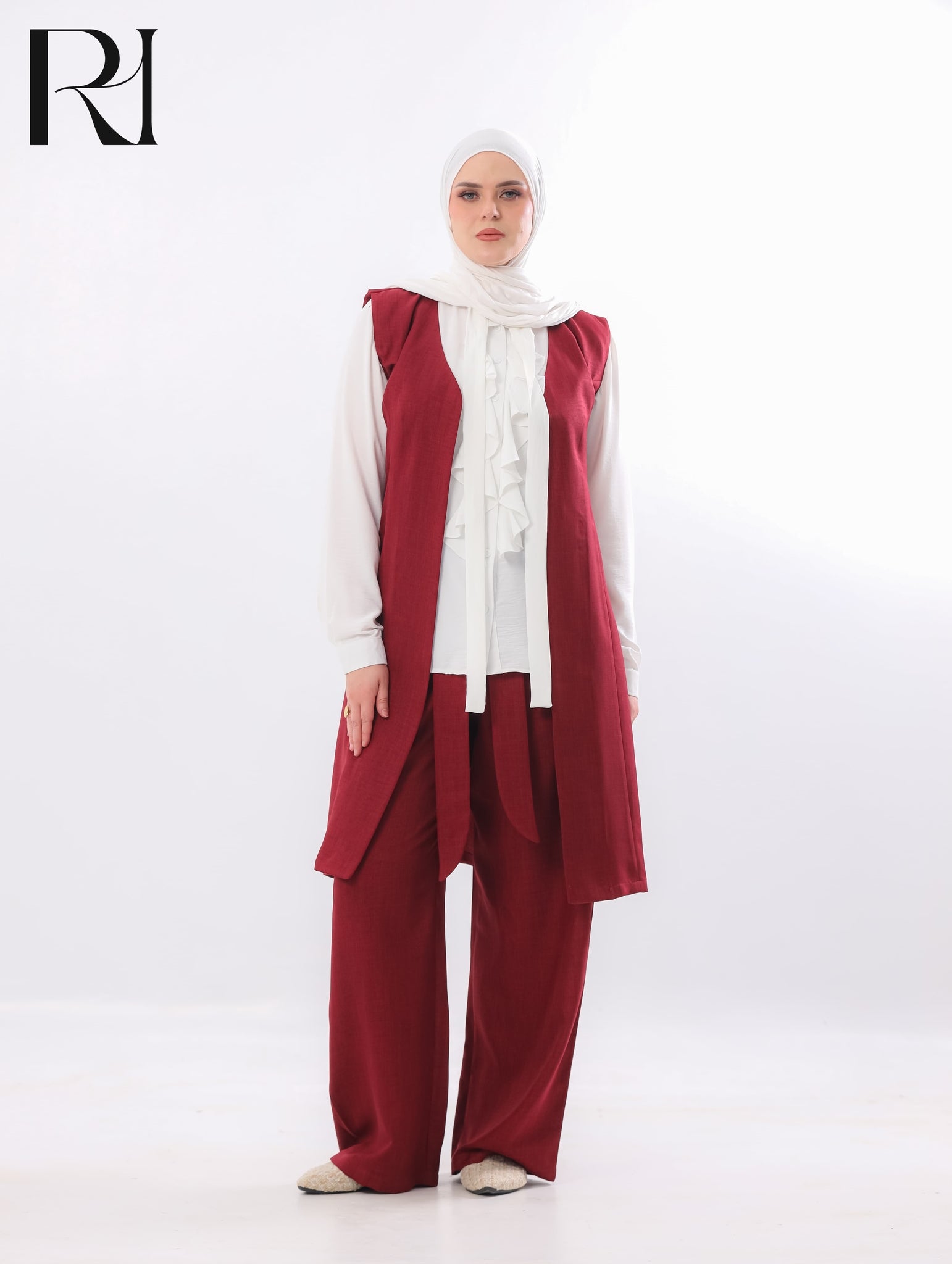 Mira Two-Piece Modest Set – Burgundy