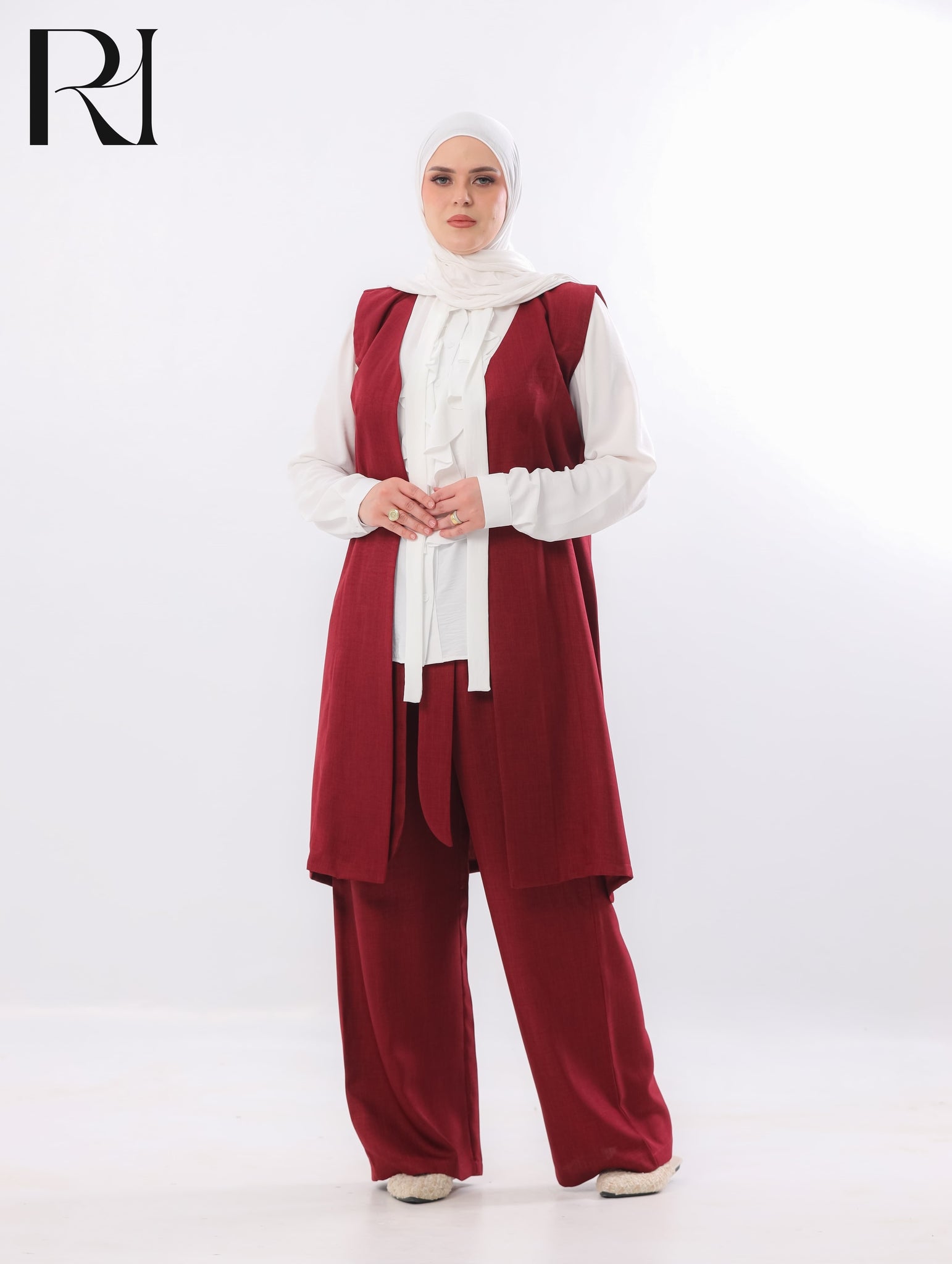 Mira Two-Piece Modest Set – Burgundy
