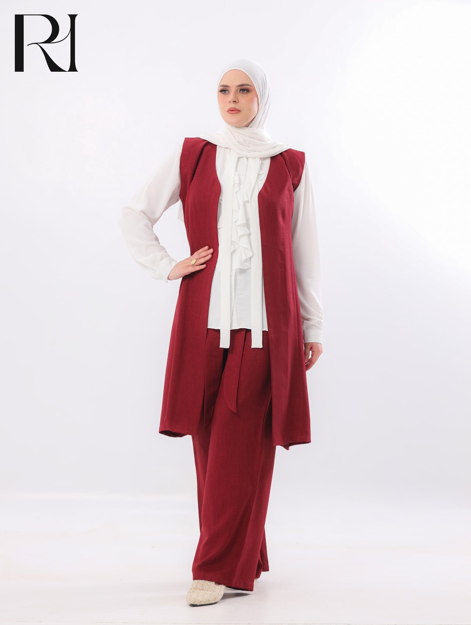 Mira Two-Piece Modest Set – Burgundy