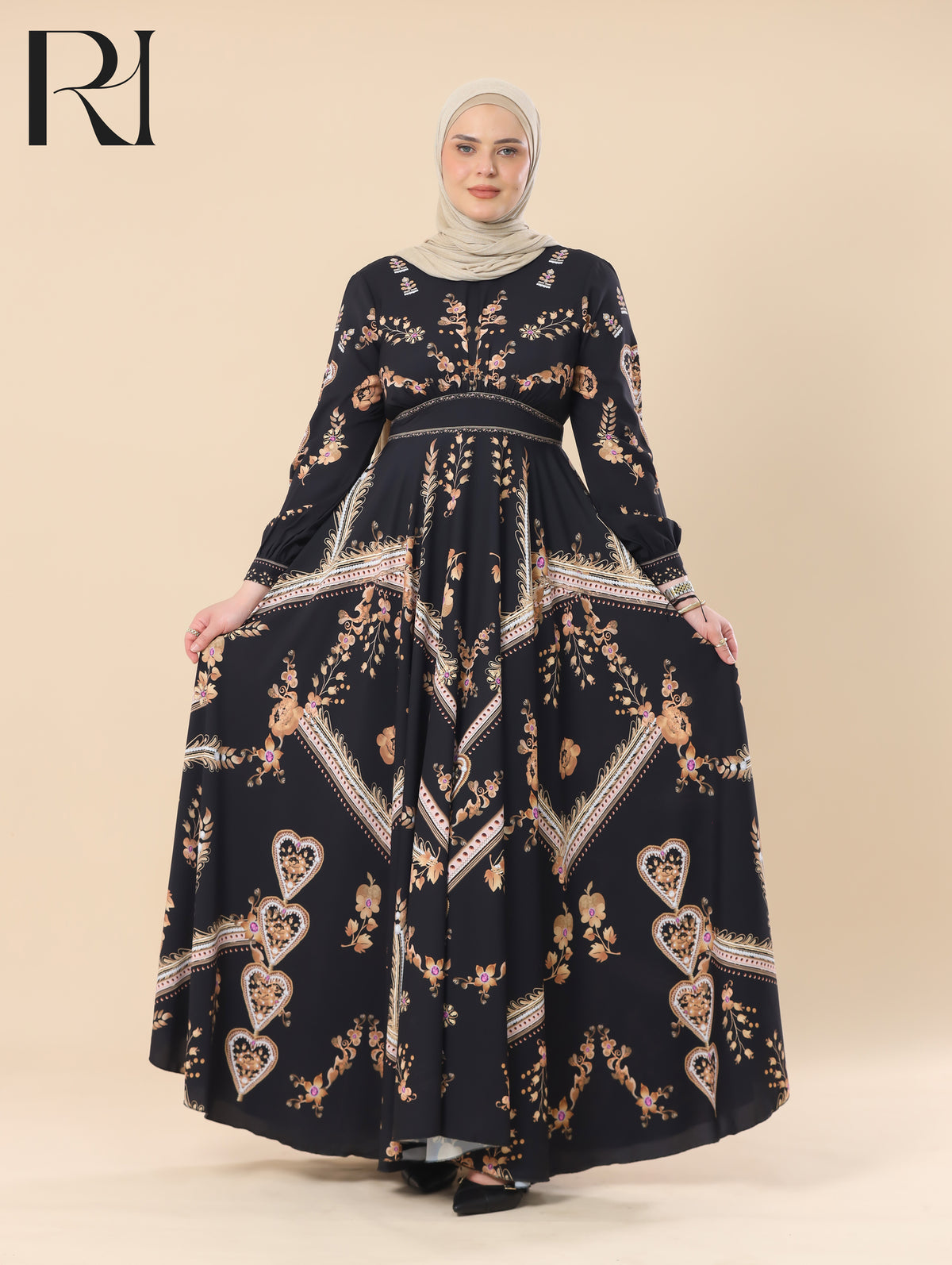 maxi dress with long sleeves
