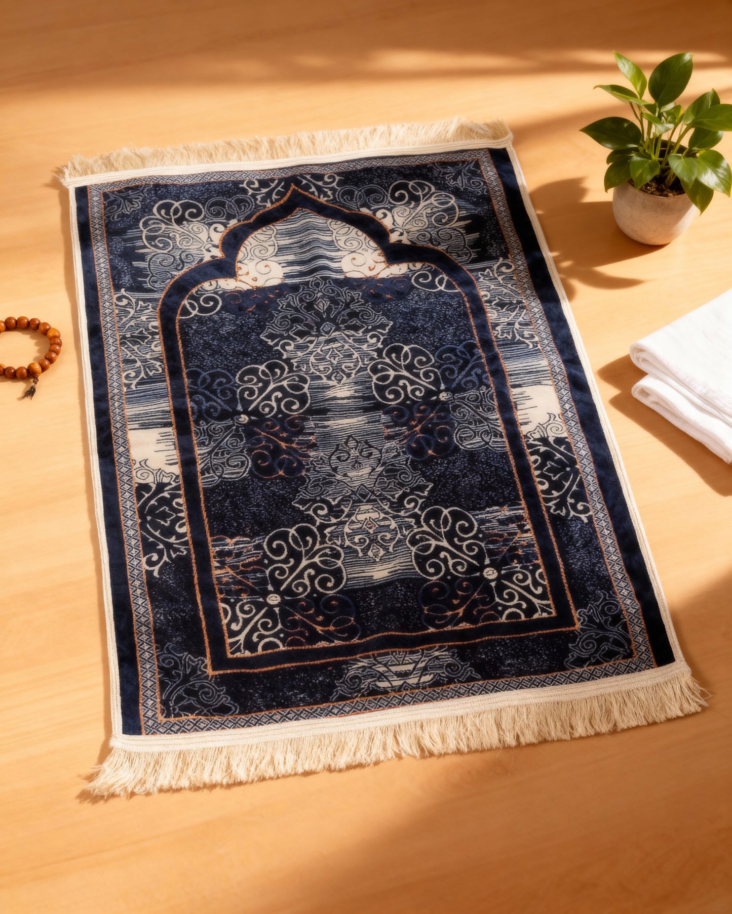 Midnight Tranquility Deep Blue Prayer Mat