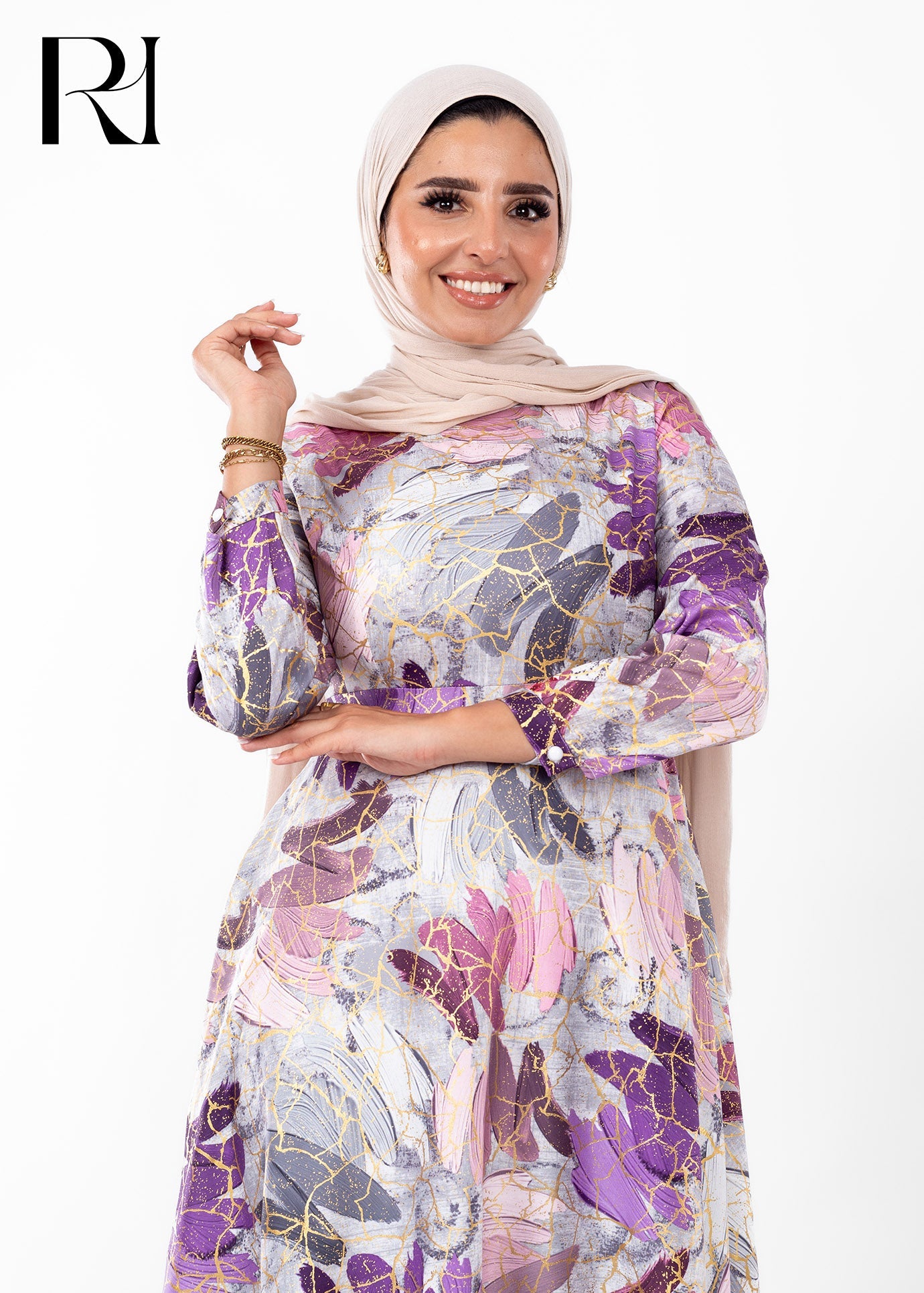 Amethyst Bloom Elegance Modest Maxi Dress
