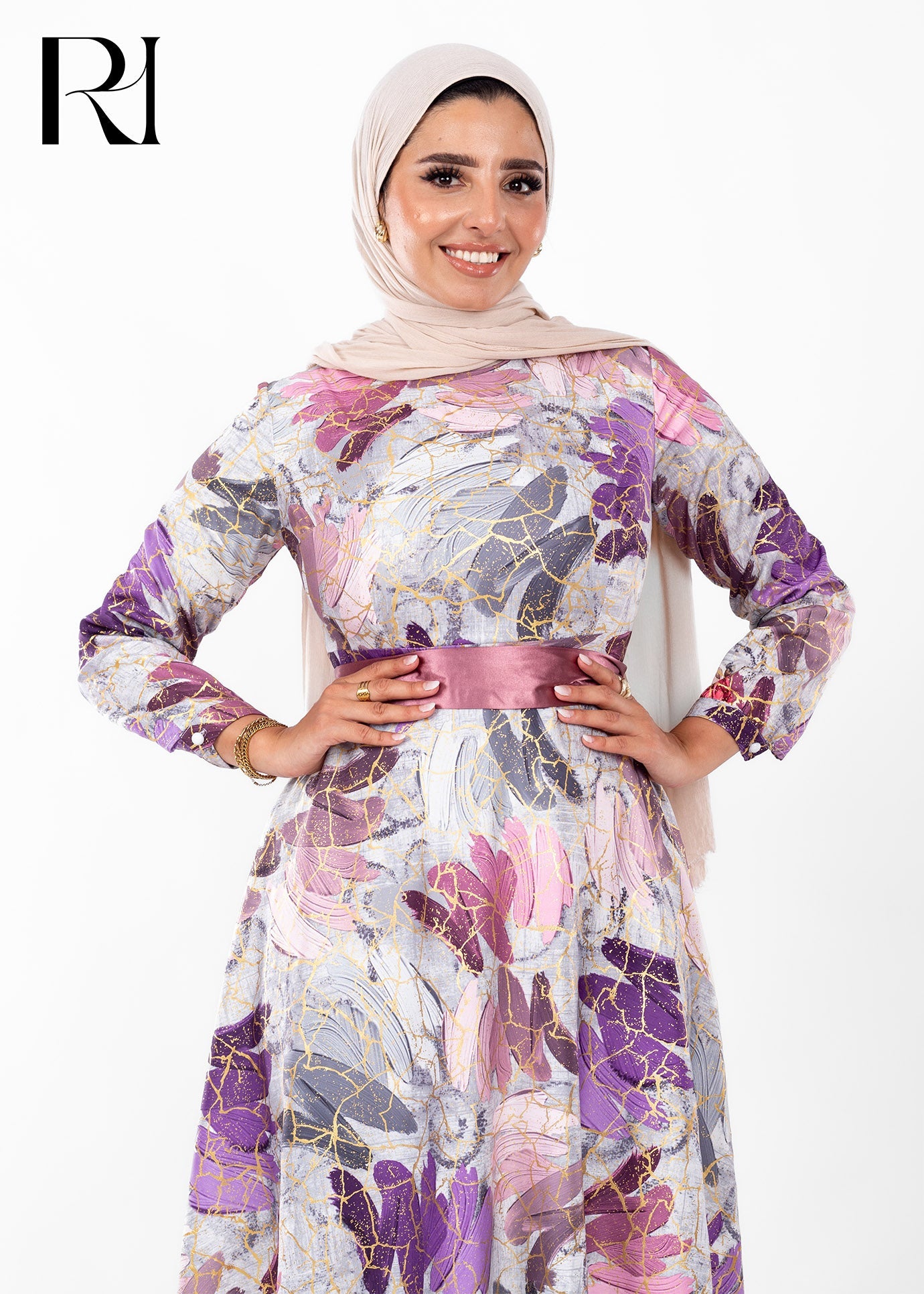 Amethyst Bloom Elegance Modest Maxi Dress