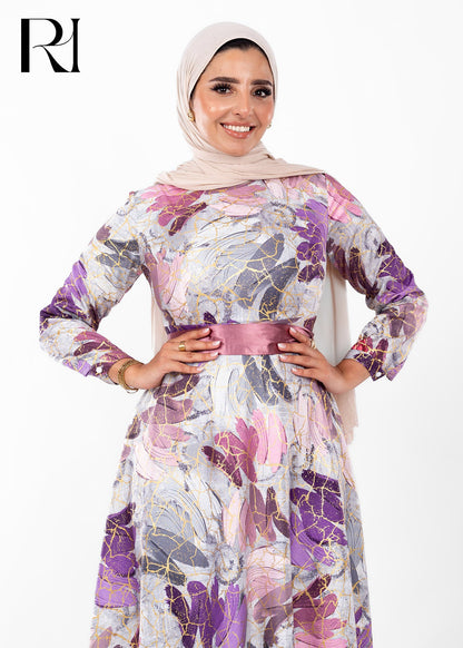 Amethyst Bloom Elegance Modest Maxi Dress