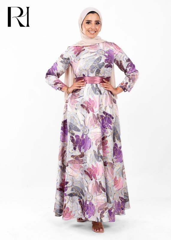 Amethyst Bloom Elegance Modest Maxi Dress - Ruehaya