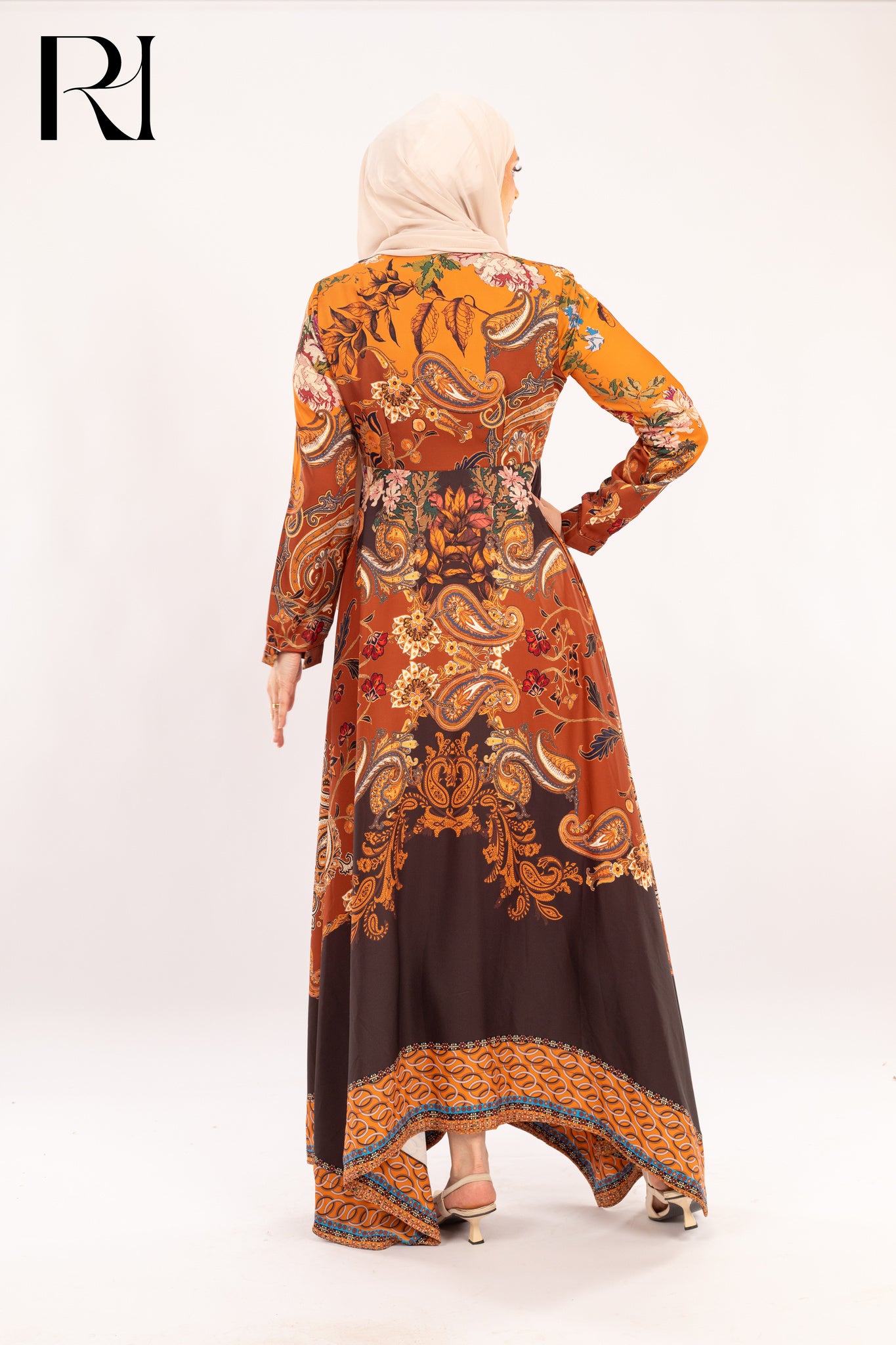 Anisa Autumn Paisley Print Maxi Dress - Ruehaya