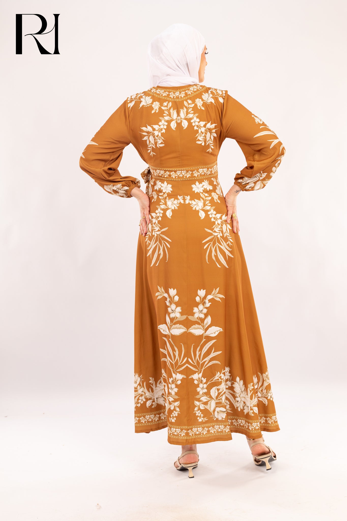 Ayla Marigold Embroidered Wrap Maxi Dress - Ruehaya