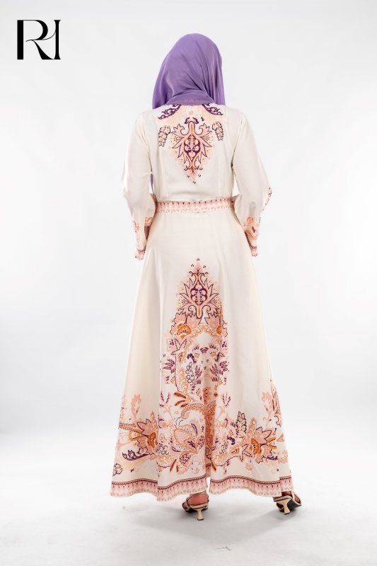 Aziza Floral Print Maxi Dress Kimono Sleeves - Ruehaya