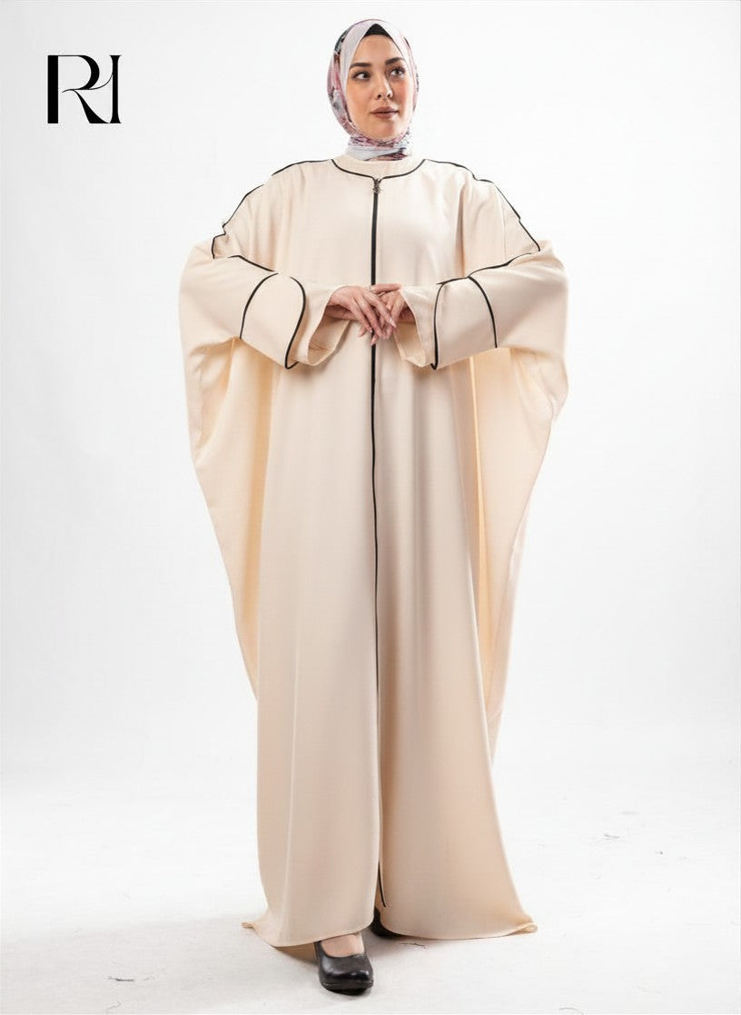 Layal Noir Soft Crepe Abaya - Beige