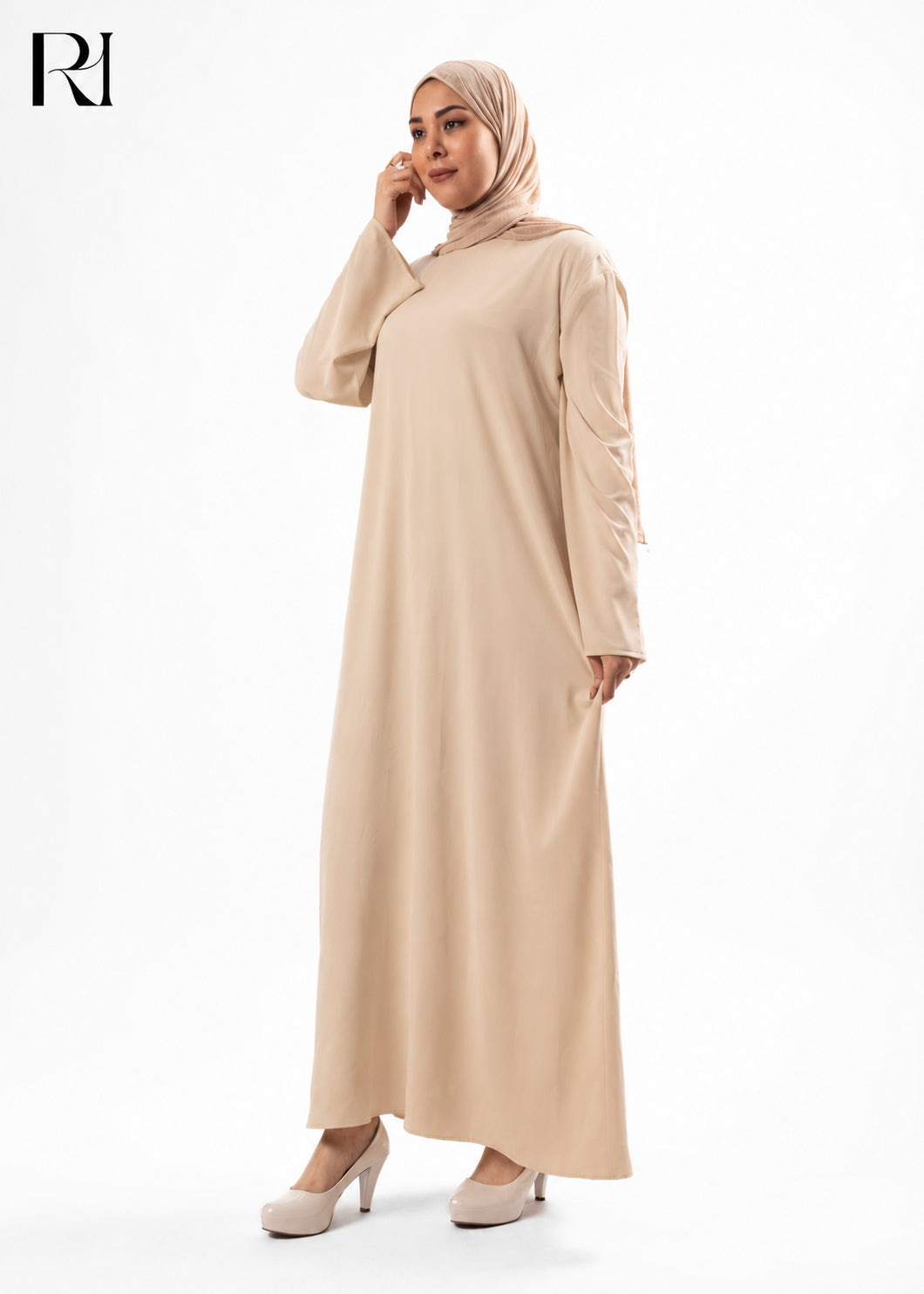 Mariam Lightweight Silky Maxi Dress – Beige
