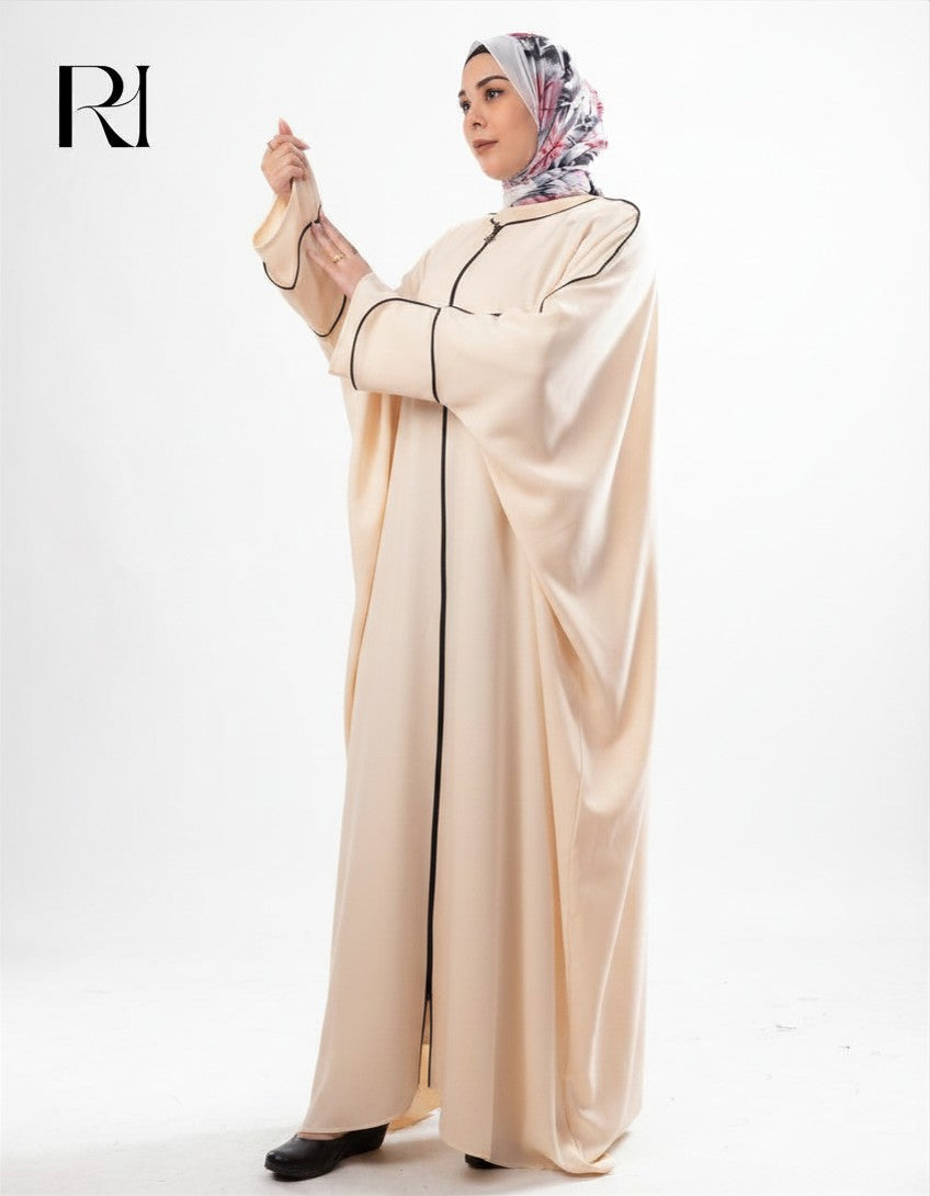 Layal Noir Soft Crepe Abaya - Beige