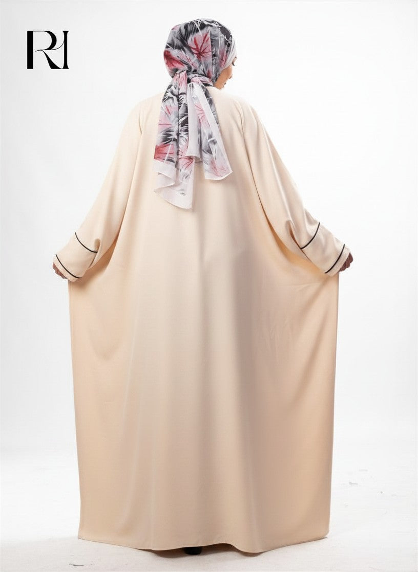 Layal Noir Soft Crepe Abaya - Beige