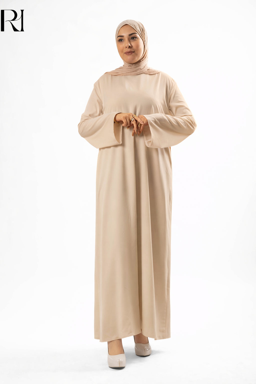Mariam Lightweight Silky Maxi Dress – Beige