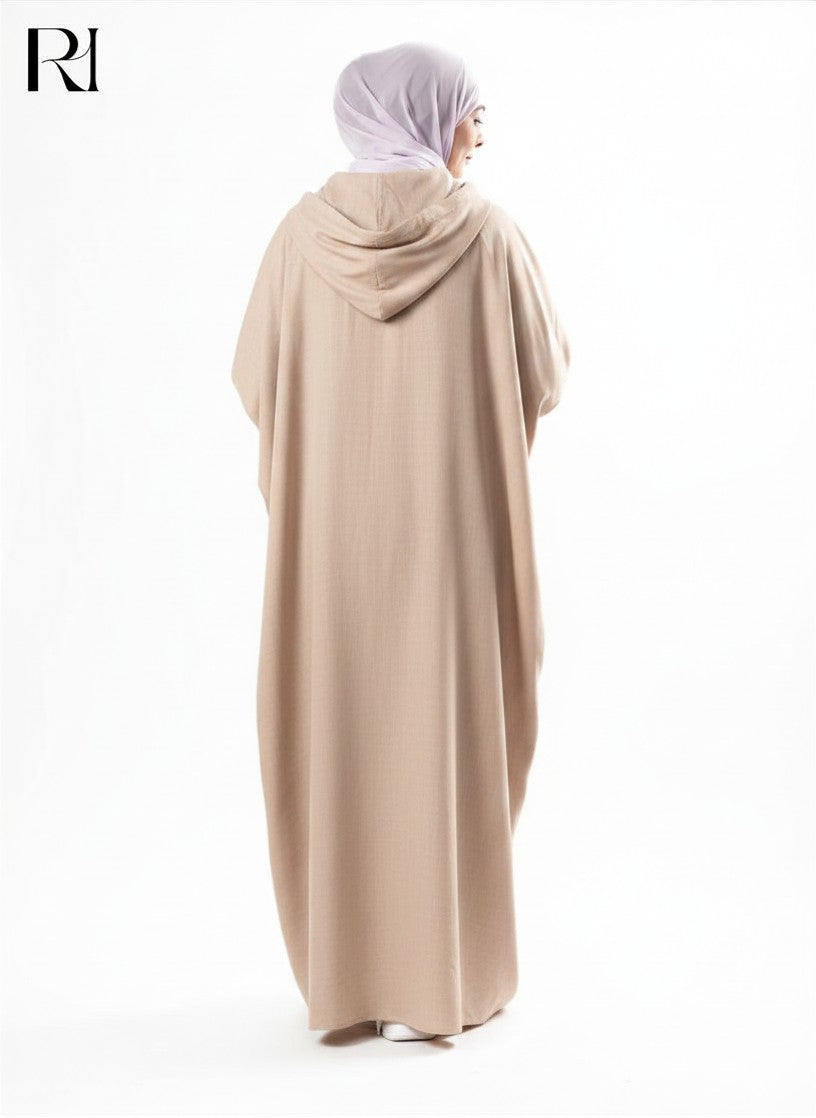 Zaynab Hooded Linen Blend Abaya – Beige