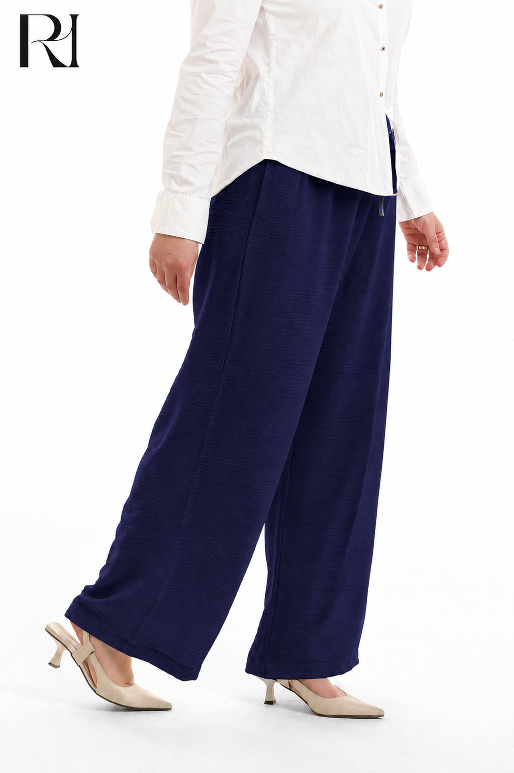 Nyla Linen Blend Trousers - Navy