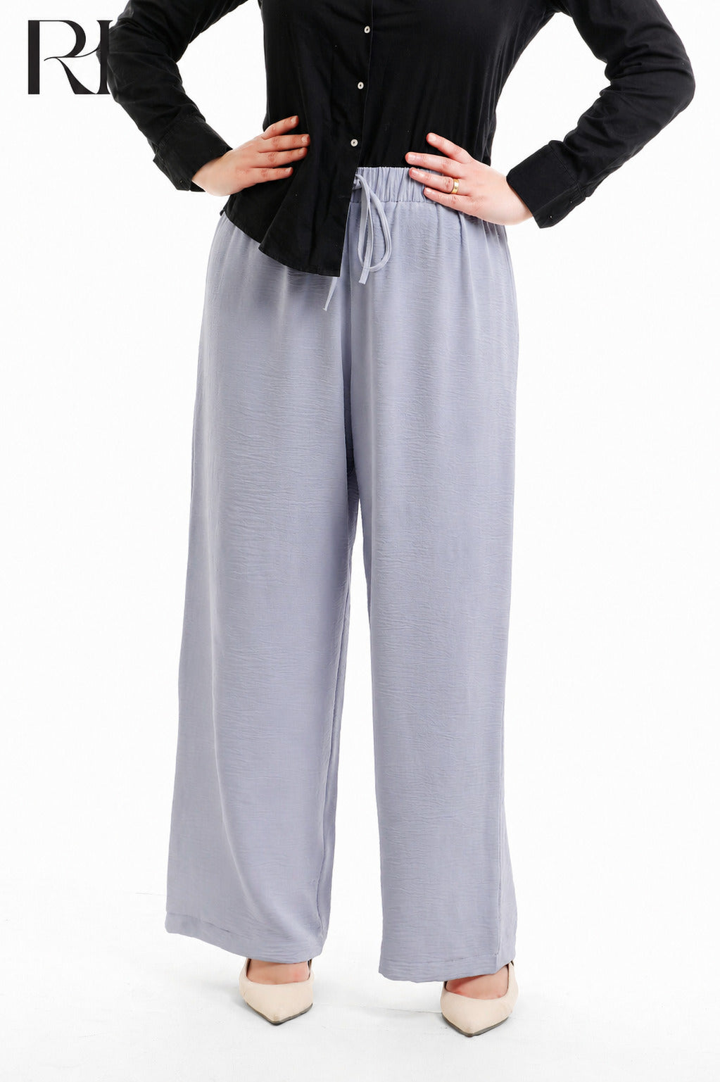 Nyla Linen Blend Trousers - Celeste Blue