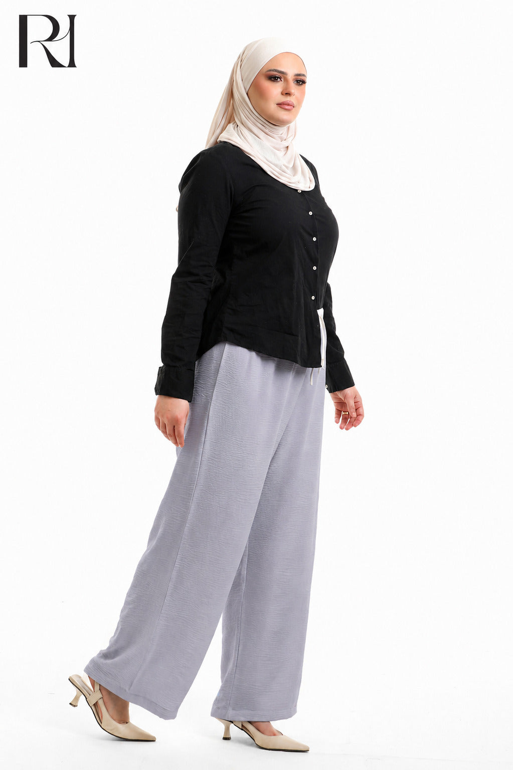 Nyla Linen Blend Trousers - Celeste Blue