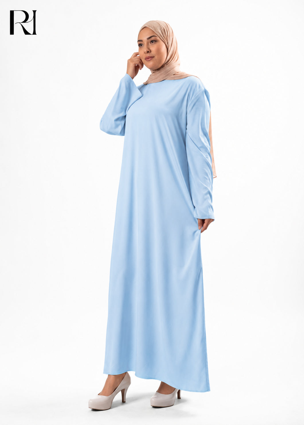 Mariam Lightweight Silky Maxi Dress – Powder Blue