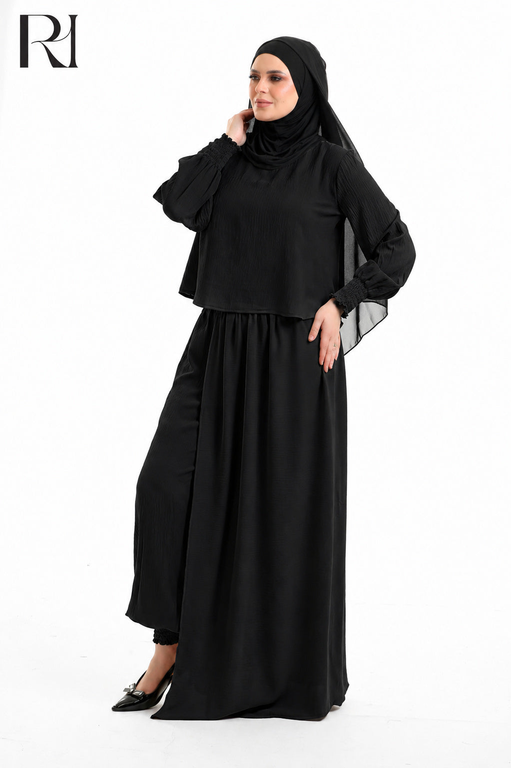 Salma Linen Blend Two Piece Set - Black