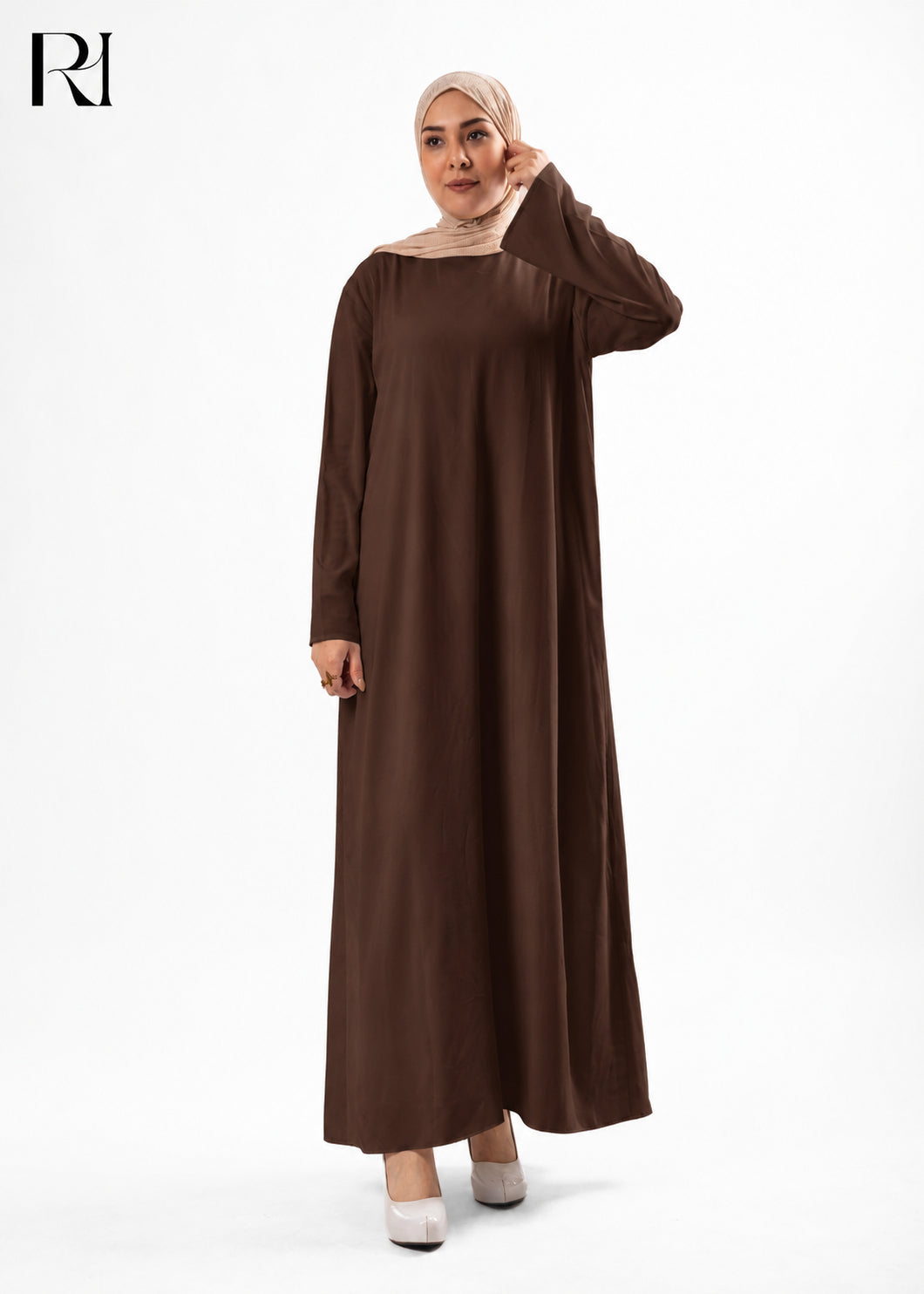 Mariam Lightweight Silky Maxi Dress – Brown