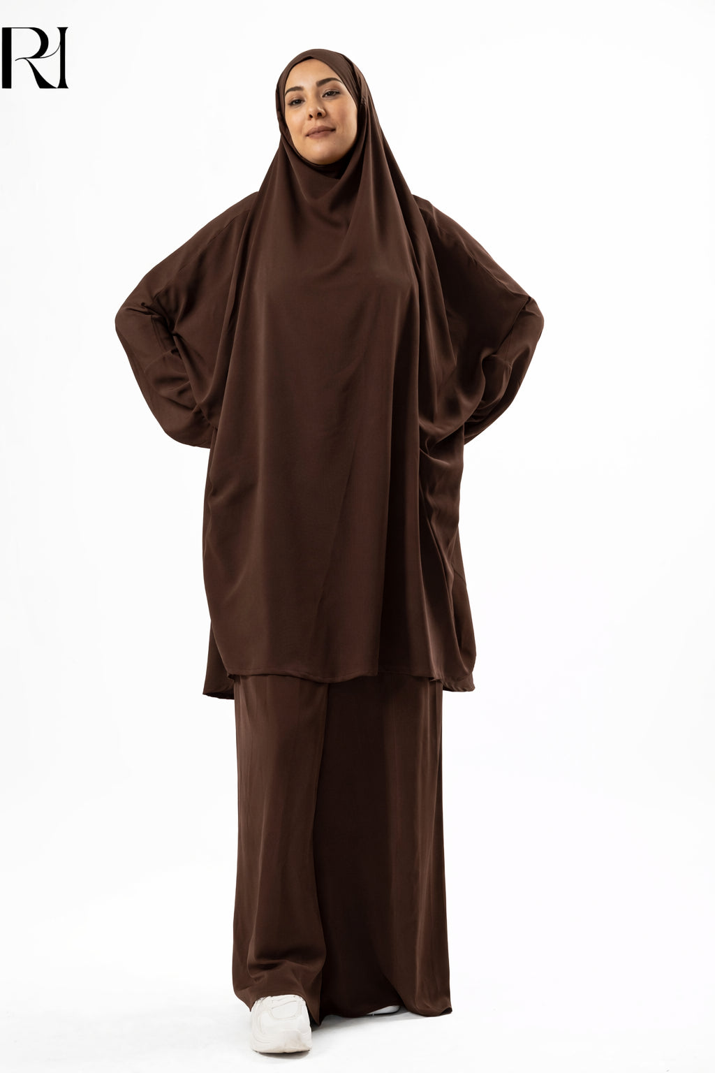 Jannat Lightweight Silk Prayer Set – Brown