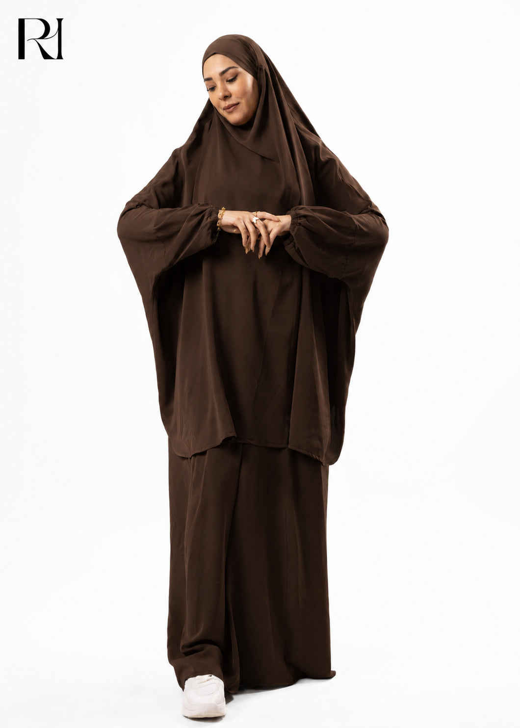 Jannat Lightweight Silk Prayer Set – Brown