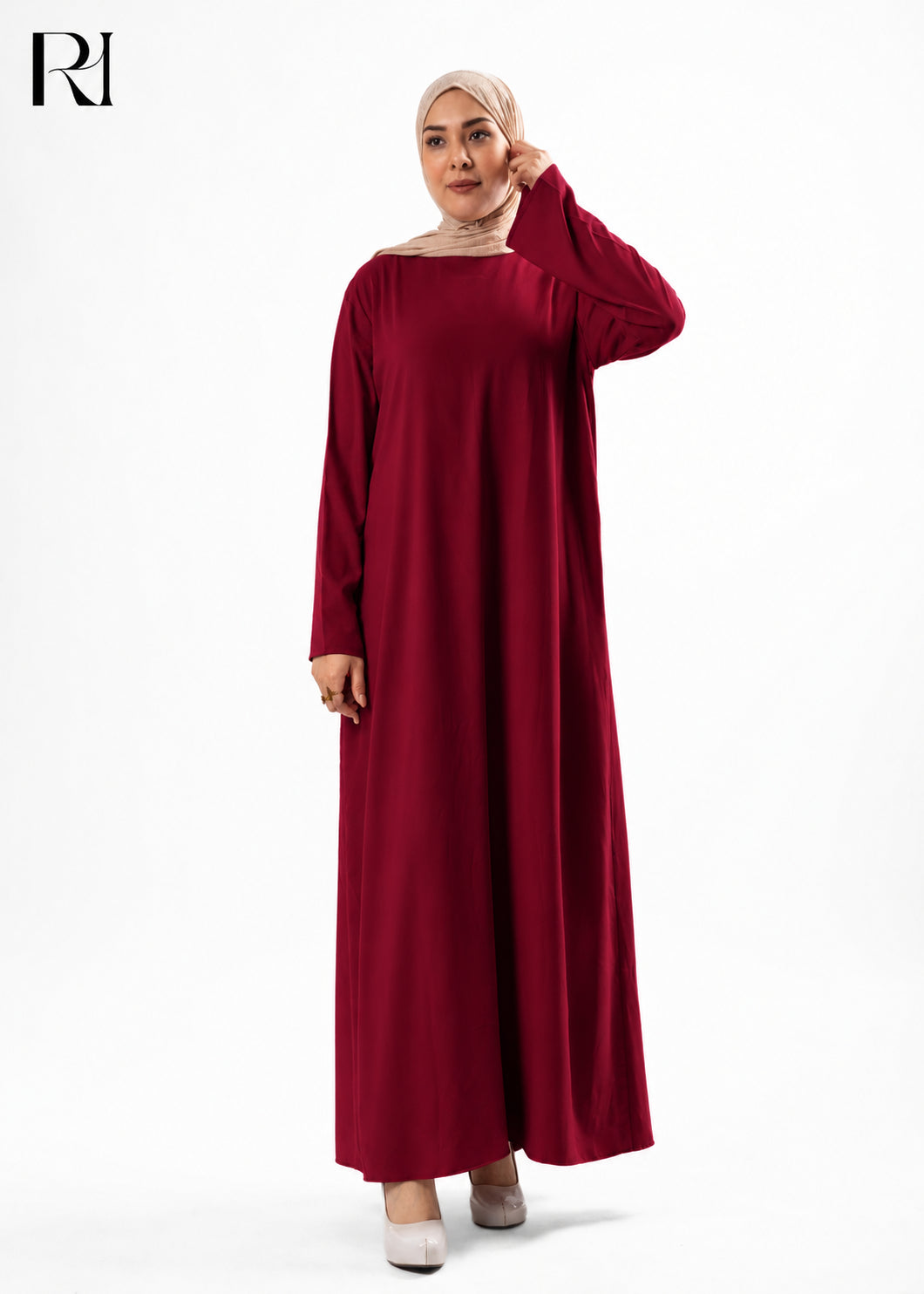 Mariam Lightweight Silky Maxi Dress – Burgundy