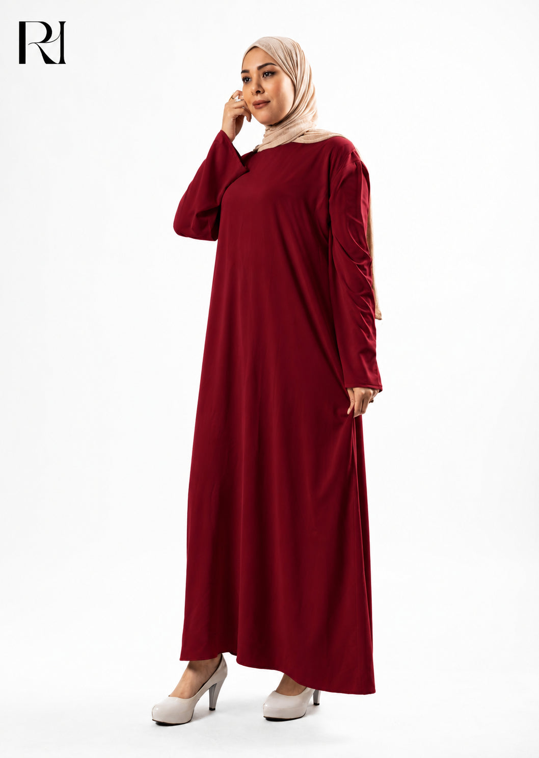 Mariam Lightweight Silky Maxi Dress – Burgundy
