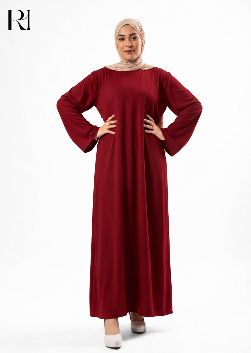 Mariam Lightweight Silky Maxi Dress – Burgundy
