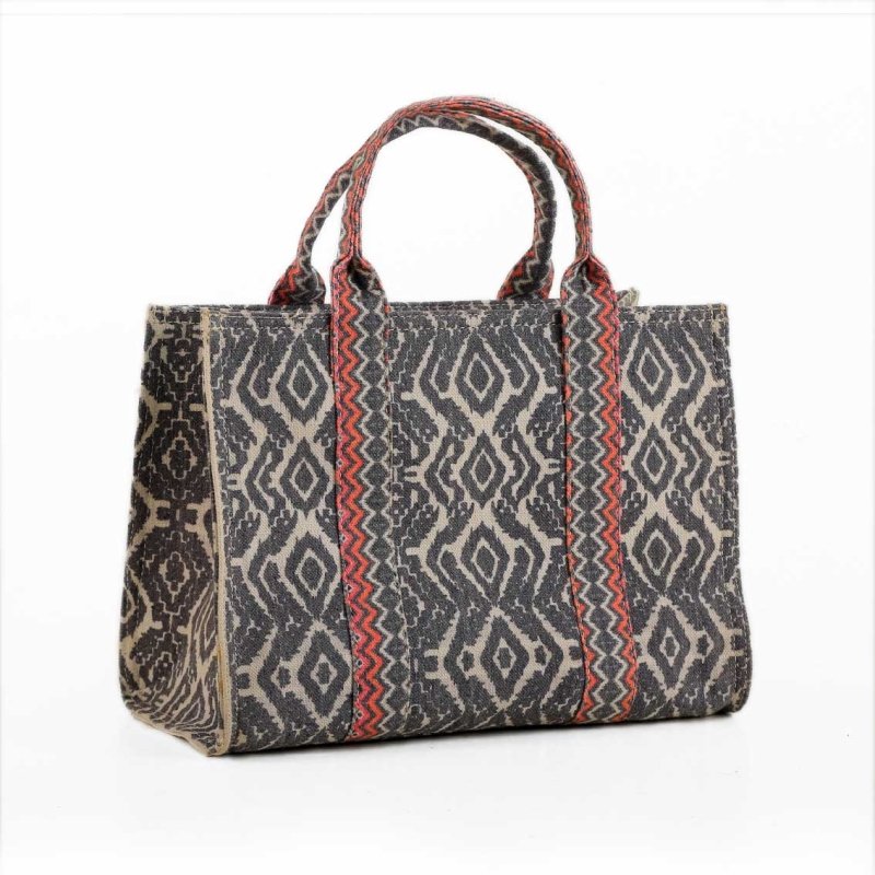 Charcoal Ikat Print Tote Bag - Ruehaya