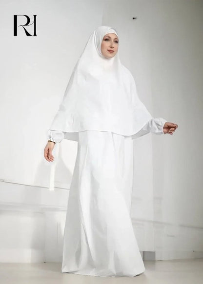 Classic White Modesty Ihram Abaya Set for Hajj and Umrah - Ruehaya