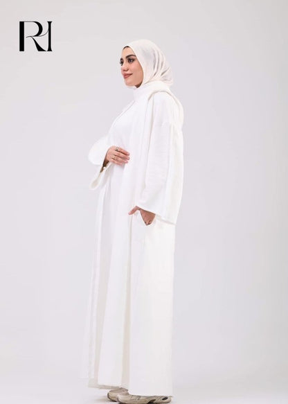 Classic White Open white Abaya - Ruehaya