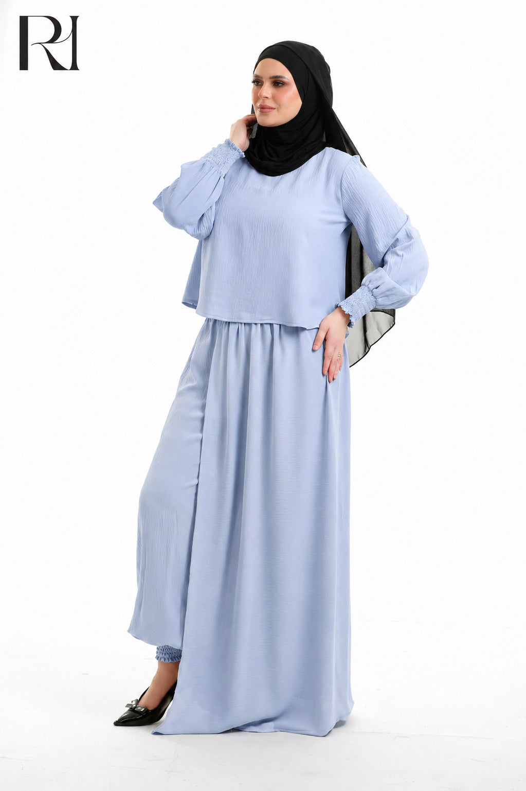 Salma Linen Blend Two Piece Set - Celeste Blue