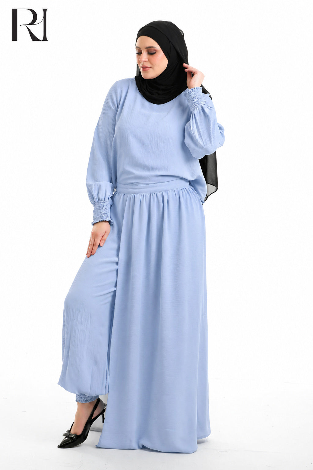 Salma Linen Blend Two Piece Set - Celeste Blue