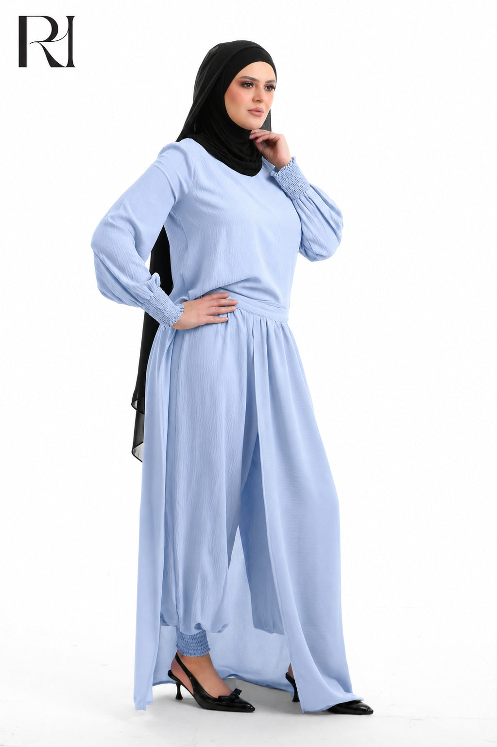 Salma Linen Blend Two Piece Set - Celeste Blue