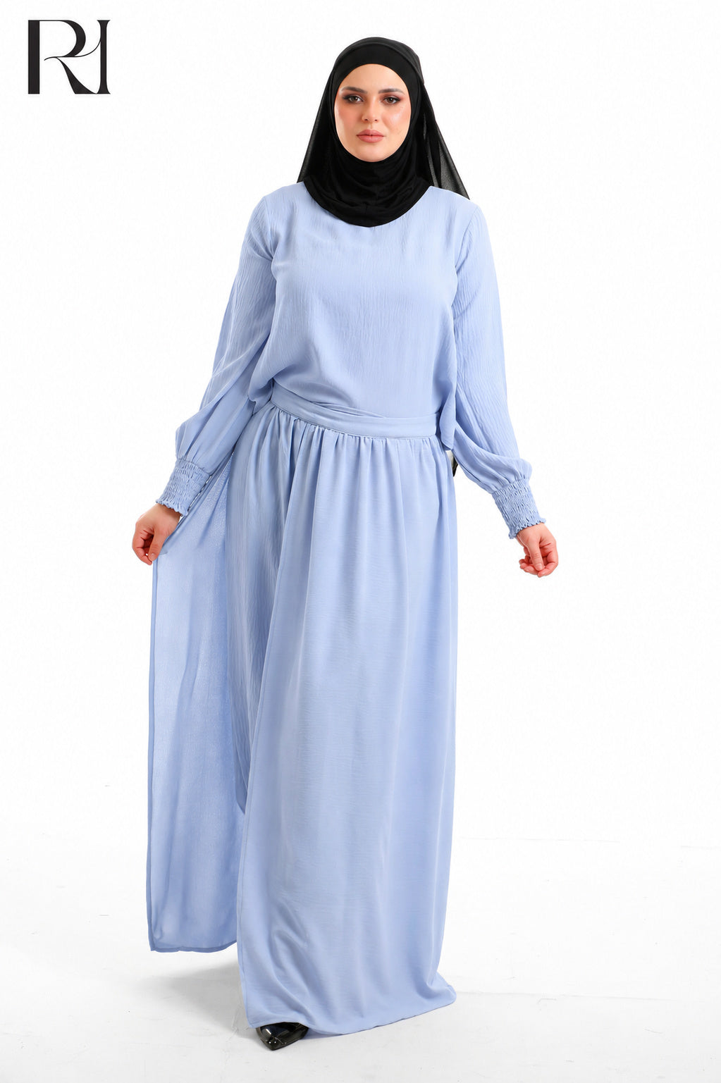 Salma Linen Blend Two Piece Set - Celeste Blue