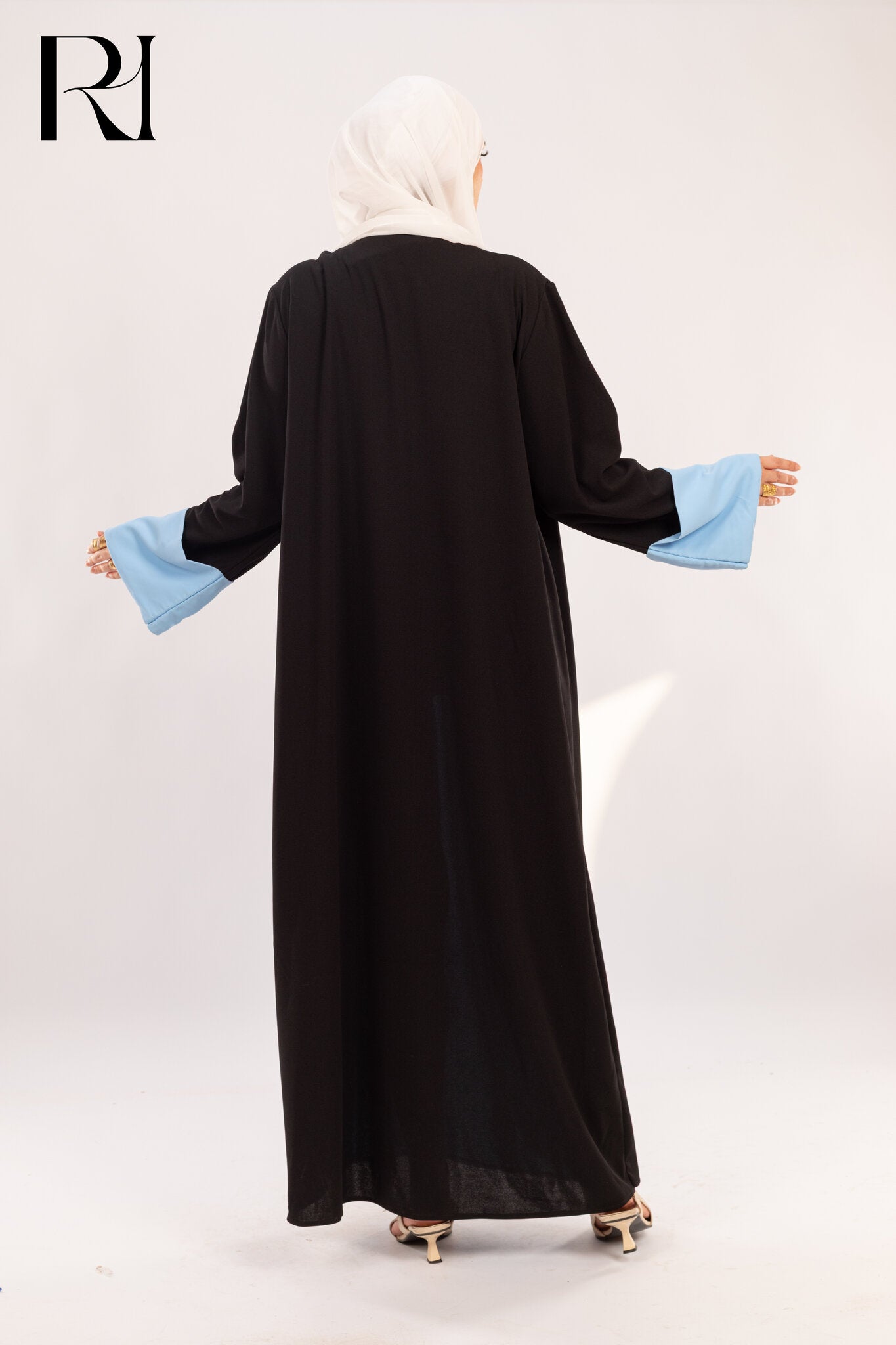 Black & Sky Blue Abaya Set 