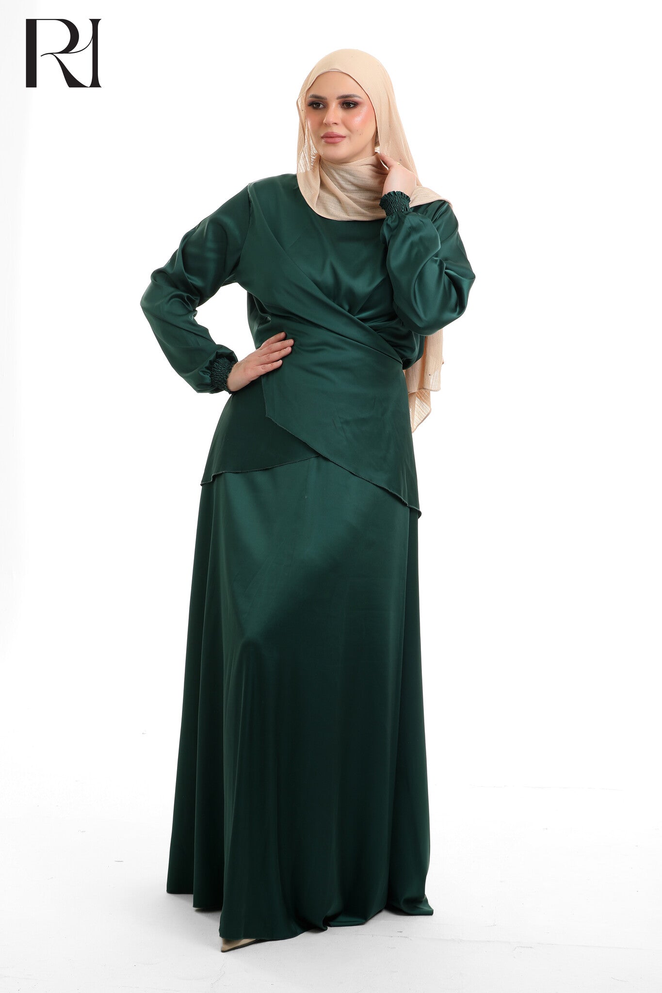 Satin-touch Draped Two-Piece Set - Multiple Colors